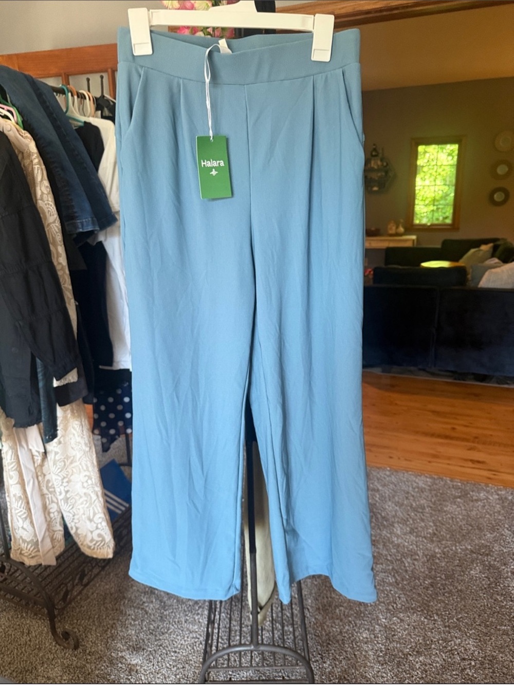 HALARA Sky Blue Wide-Leg High-Rise Pants